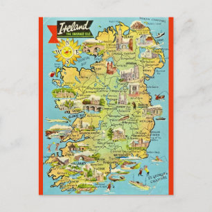 Alte Irlandkarte Postkarte