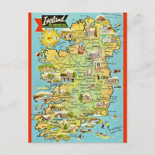 Alte Irlandkarte Postkarte (Vorderseite)
