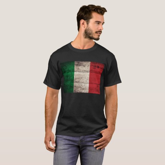 alte italienische Holzflagge; T-Shirt (Vorne ganz)