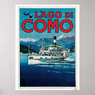 Alte italienische Reisewerbung für den Comer See Poster