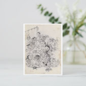 Alte Japanisch Zeichnend Postkarte (Stehend Vorderseite)