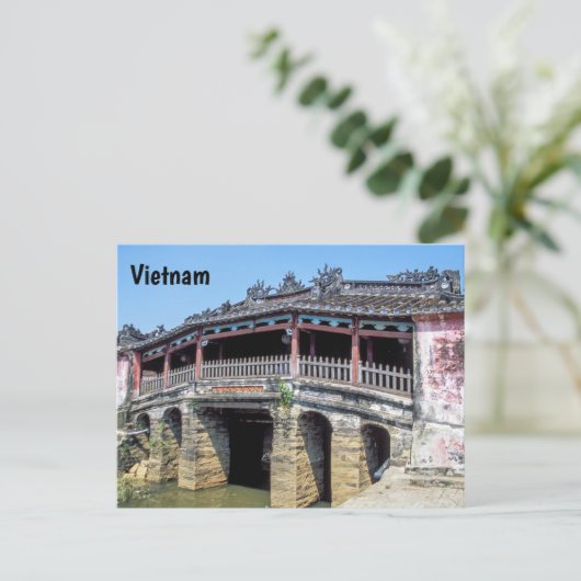 Alte japanische Brücke in Hoi An - Vietnam Postkarte (Stehend Vorderseite)