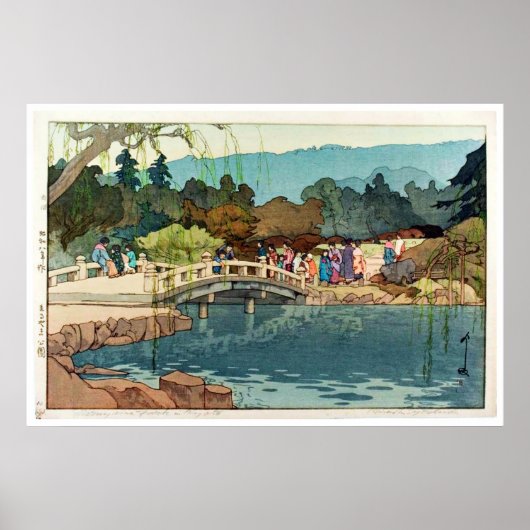 Alte japanische Brücke Ukiyo-e Poster (Vorne)