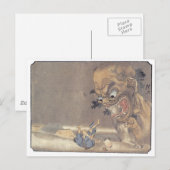 Alte japanische Dämonenmalerei Postkarte (Vorne/Hinten)