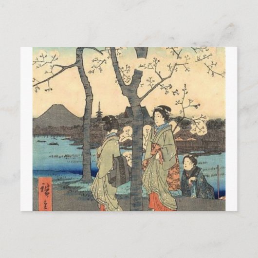 Alte japanische Frauen unter Kirschblüten Postkarte (Vorderseite)