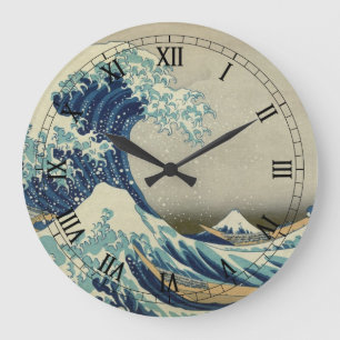 Alte japanische Kunst, Die große Welle von Hokusai Wanduhr