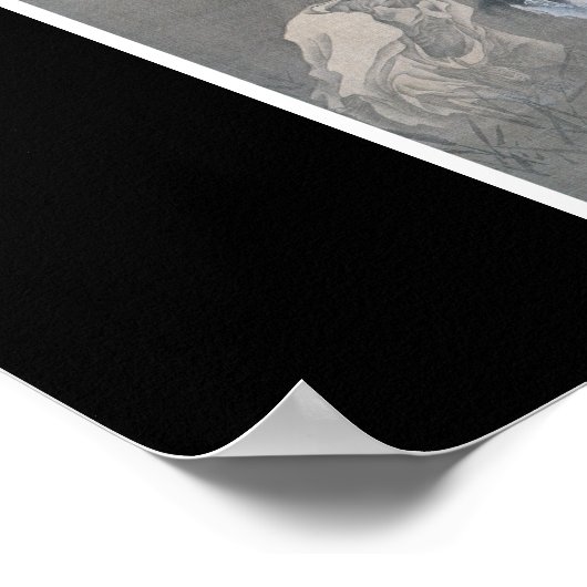 Alte japanische Kunst, Geist mit Kopf in den Mund Poster (Ecke)