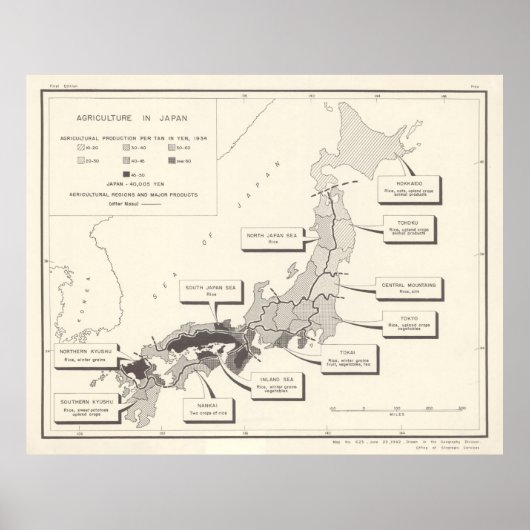 Alte Japanische Landkarte (1942) Poster (Vorne)