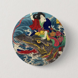 Alte japanische Malerei, japanisches Button