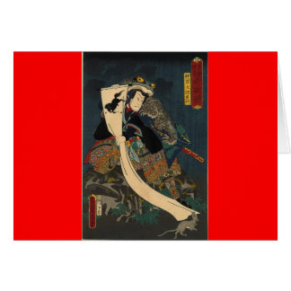 Alte japanische Malerei, Samurai mit Kröte