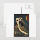 Alte japanische Malerei, Samurai mit Toad Postkarte (Vorne/Hinten)
