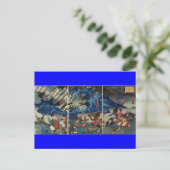 Alte japanische Malerei Samurai und Mongols Postkarte (Stehend Vorderseite)