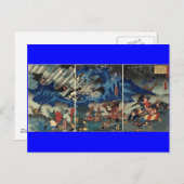 Alte japanische Malerei Samurai und Mongols Postkarte (Vorne/Hinten)