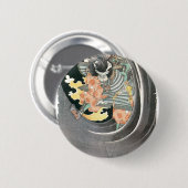 Alte japanische Samurai-Malerei Button (Vorne & Hinten)