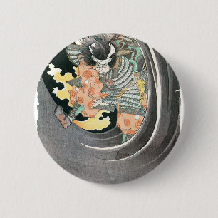 Alte japanische Samurai-Malerei Button