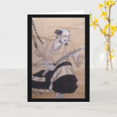 Alte japanische Samurai-Malerei Karte (Gelbe Blume)