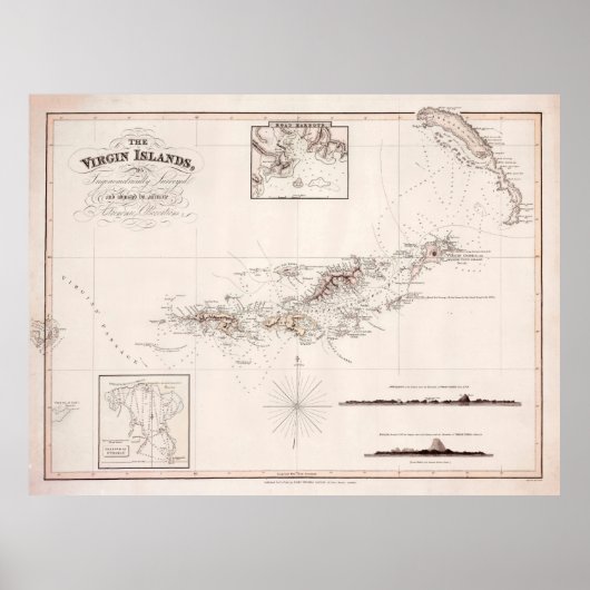 Alte Jungfrau Islands Map (1821) Poster (Vorne)