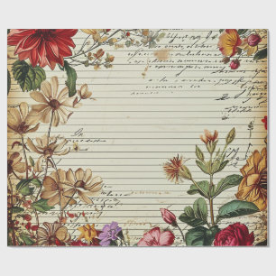 Alte Junk Journal Blumenbuchstaben Geschenkpapier