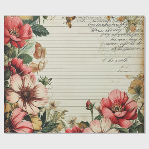 Alte Junk Journal Blumenbuchstaben Geschenkpapier