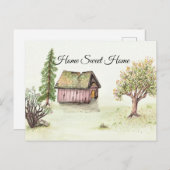 Alte Kabine (Aquarell Zuhause Sweet Zuhause Collec Postkarte (Vorne/Hinten)
