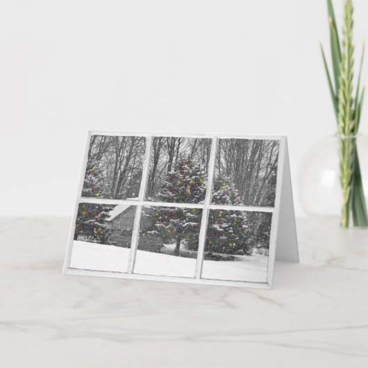 Alte Kabine mit Lichtern in Fensterkarte Karte (Vorderseite)