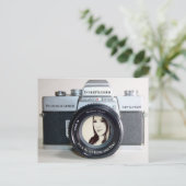 Alte Kamera mit Foto für Fotografen Postkarte (Stehend Vorderseite)