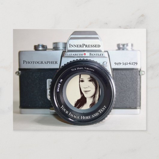 Alte Kamera mit Foto für Fotografen Postkarte (Vorderseite)