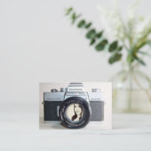 Alte Kamera mit Ihrem Foto für Fotografen Visitenkarte (Stehend Vorderseite)