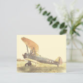 Alte Kampfflugzeug-Doppeldecker-Postkarte Postkarte (Stehend Vorderseite)