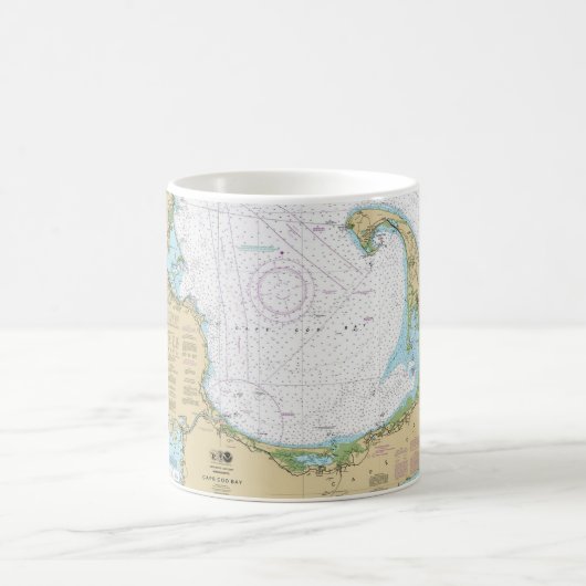 Alte Kap Cod Bay Seekarte Tasse (Mittel)