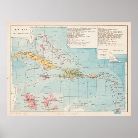 Alte Karibik Karte (1886) Vintage Westindien Insel Poster (Vorne)