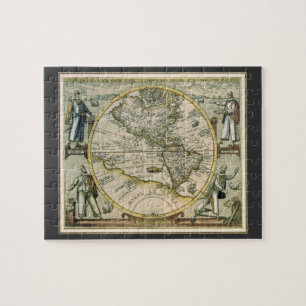 Alte Karte, 1596, America Sive Novus Orbis Puzzle