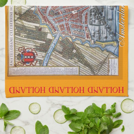 Alte Karte Amsterdam Holland Handtuch (Gefaltet)