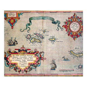 Alte Karte Azoren - Vintage Segeln-Erforschung Fotodruck