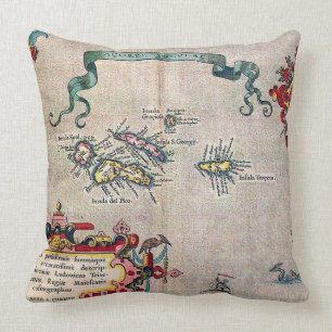 Alte Karte Azoren - Vintage Segeln-Erforschung Kissen