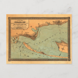 Alte Karte der Bucht von Pensacola, Florida
