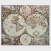 Alte Karte der Hemisphären der Welt. Erstellt von Geschenkpapier (Flach)