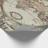 Alte Karte der Hemisphären der Welt. Erstellt von Geschenkpapier (Ecke)