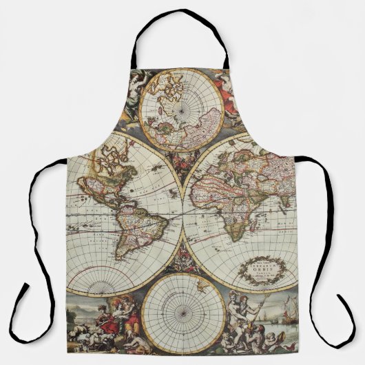 Alte Karte der Hemisphären der Welt. Erstellt von  Schürze (Vorderseite)