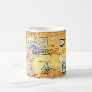 alte Karte der Karibik Kaffeetasse