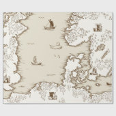 Alte Karte der Nordsee, Großbritanniens und Skandi Geschenkpapier (Flach)