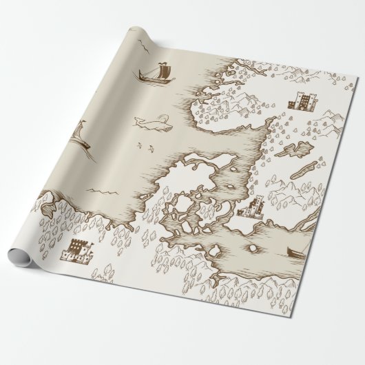 Alte Karte der Nordsee, Großbritanniens und Skandi Geschenkpapier (Ungerollt)