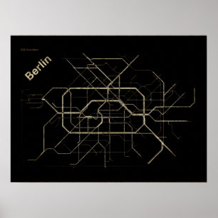 Alte Karte der U-Bahn in Berlin Poster