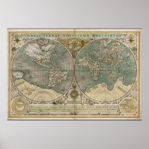 Alte Karte der Welt 1700 Poster
