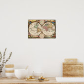 Alte Karte der Welt: Stoopendal Poster (Küche)