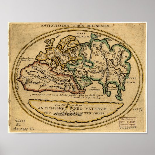 Alte Karte der Welt - unbekanntes Datum Poster (Vorne)