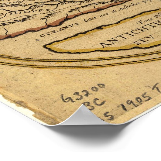 Alte Karte der Welt - unbekanntes Datum Poster (Ecke)