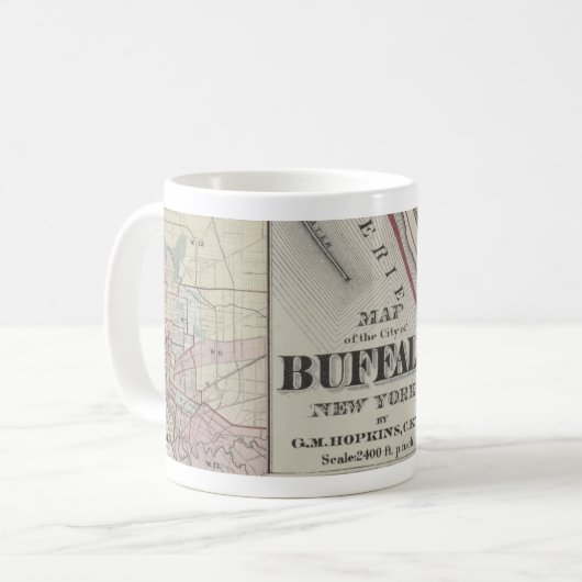 Alte Karte des Büffels, NY Kaffeetasse (Vorderseite Links)