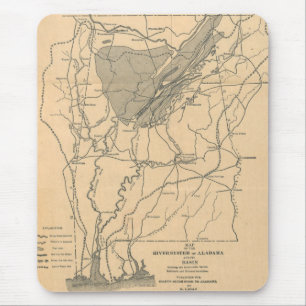 Alte Karte des Flusssystems von Alabama (1887) Mousepad