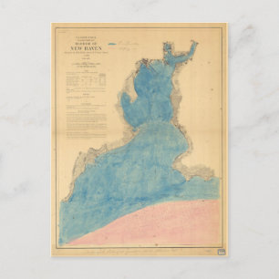 Alte Karte des Hafens von New Haven Connecticut